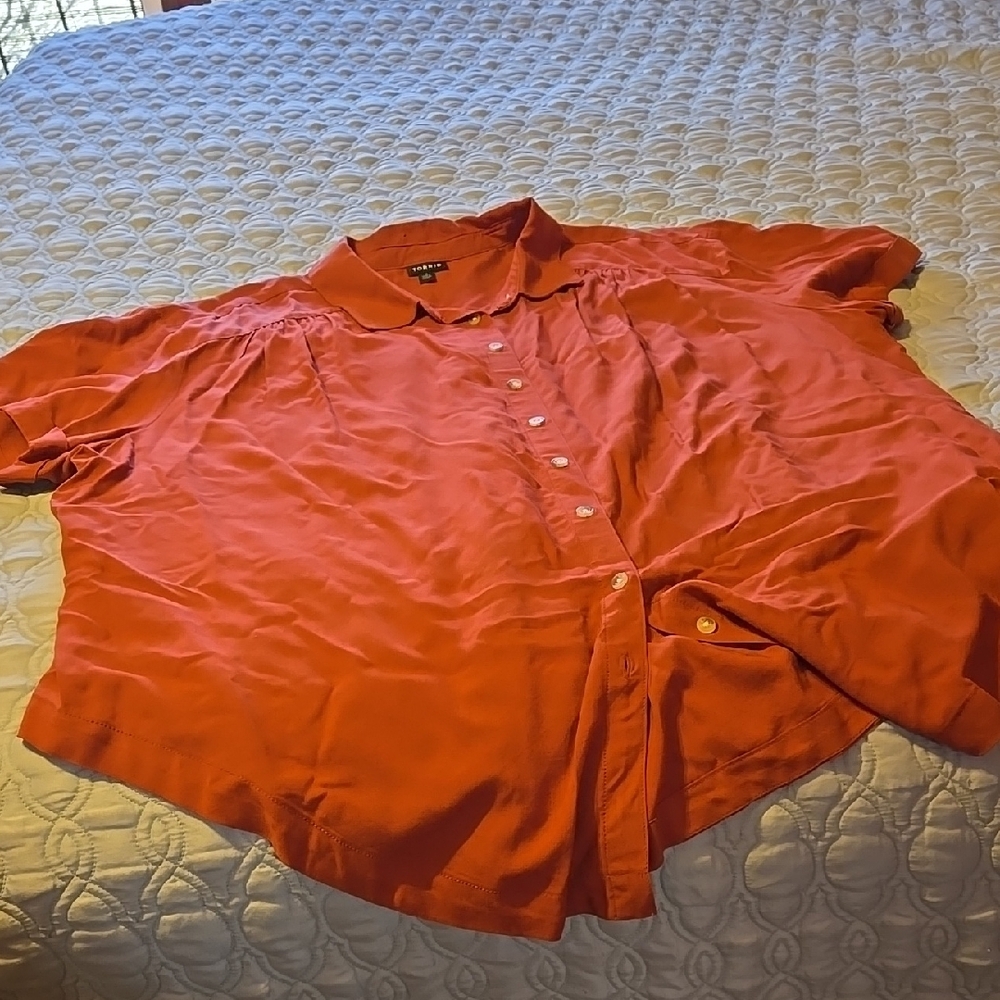 Women's Red Button-Up Top